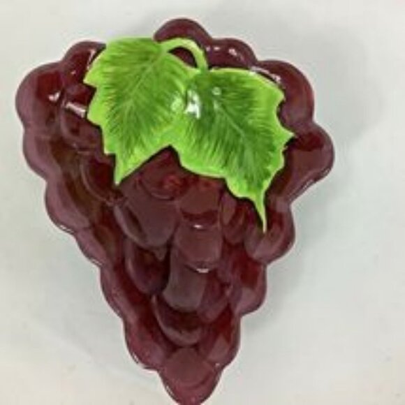 D.E.I. Dennis East International LlC. Purple Green Grape Cluster Dish/Knife NWOT - Picture 4 of 10